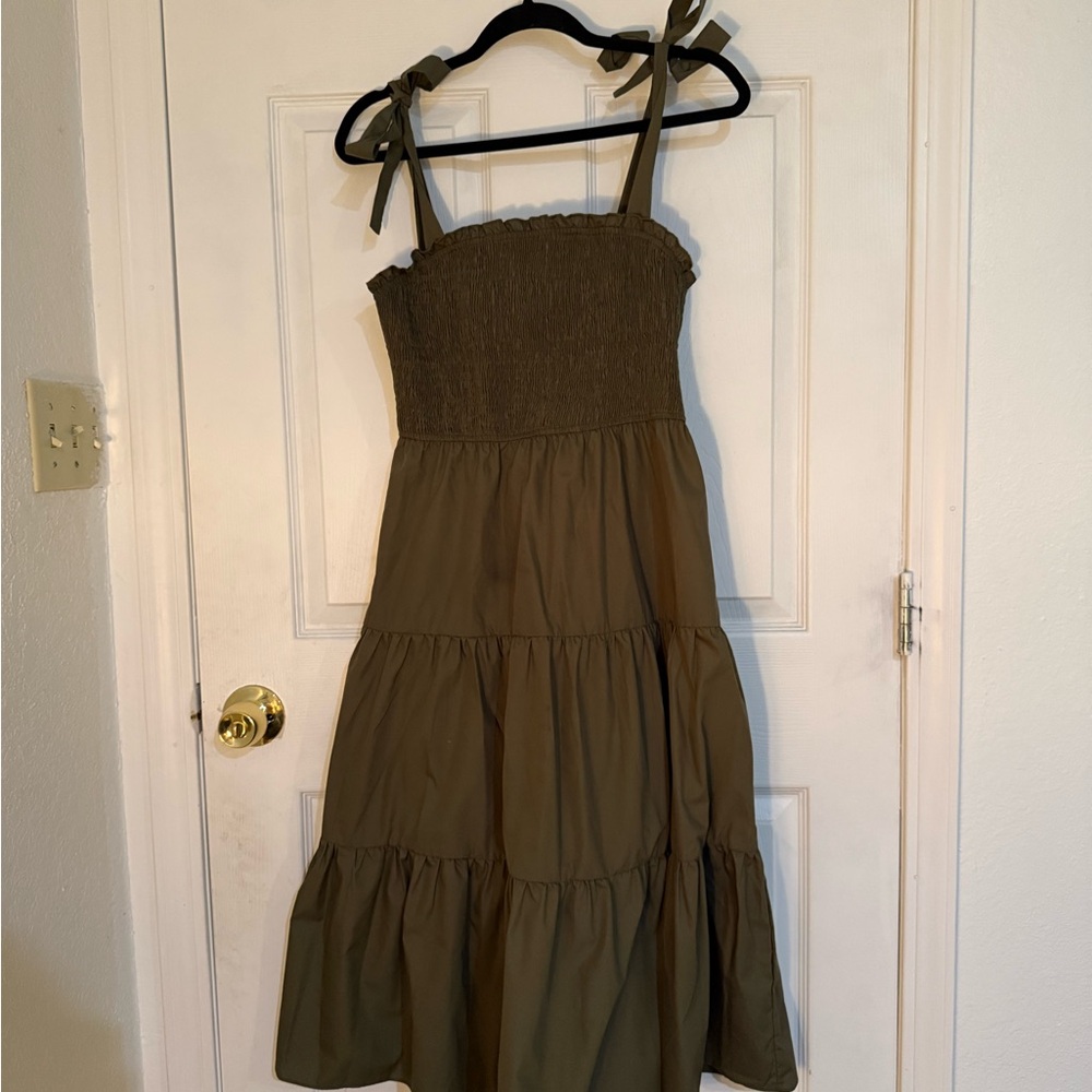Olive Green Tiered Sundress